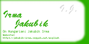 irma jakubik business card